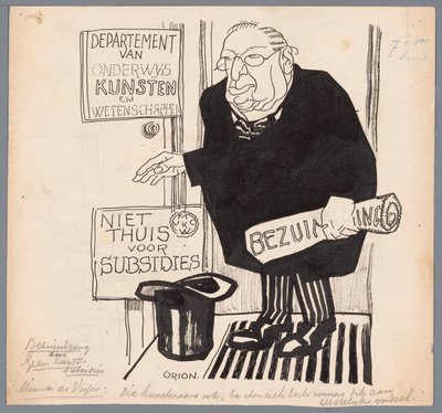 Minister de Visser and the Cuts on Art Subsidies by Patricq Kroon (signed by artist)