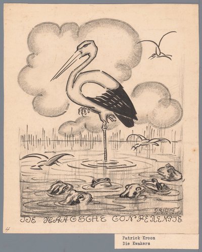 Stork Among Frogs by Patricq Kroon (signed by artist)