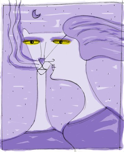 Strega del Tchesal (Chiesale): witch who turns into a cat to spy on men (illustration by Patrizia La Porta) by Patrizia La Porta