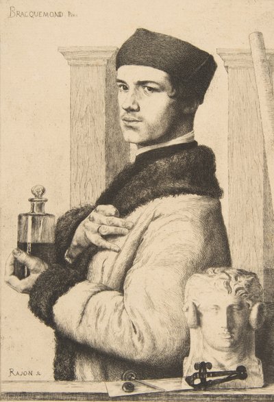 Portrait of Félix Bracquemond in 1852 by Paul Adolphe Rajon