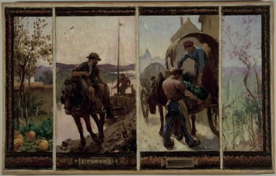 Sketch for Saint-Maur-des-Fossés Town Hall: Towing - Market Gardening by Paul Albert Baudouin