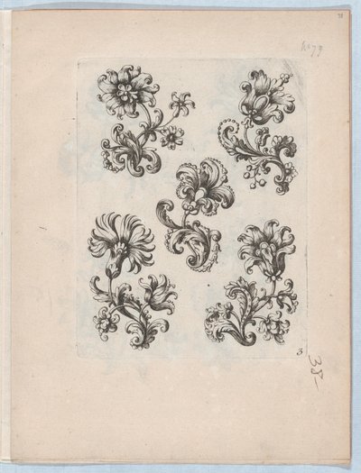 Series of Small Flower Motifs, Plate 3 by Paul Androuet Du Cerceau