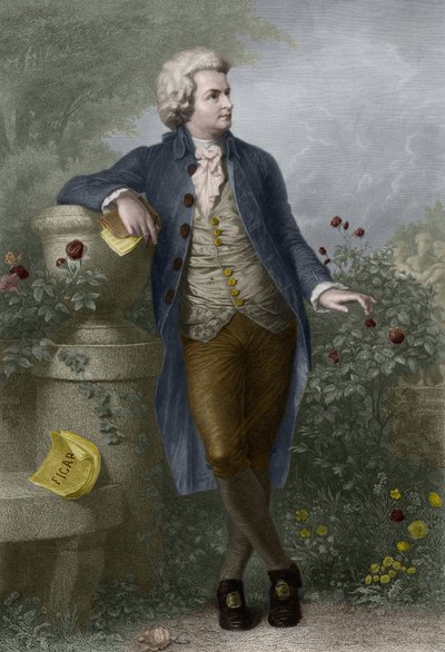 Portrait of Wolfgang Amadeus Mozart (1756-1791) in Salzburg. Engraving by Paul Barfus (1823-1895). by Paul Barfus