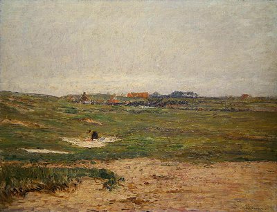 Farmstead with Woman Laying Out Washing by Paul Baum