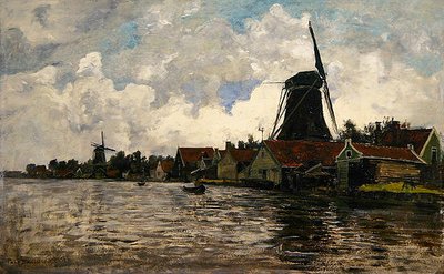 Holland, River Landscape with Two Windmills by Paul Baum