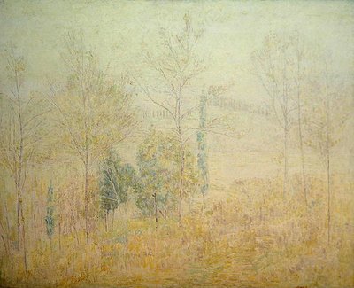 Tuscan Landscape in Early Spring with Green Poplars by Paul Baum