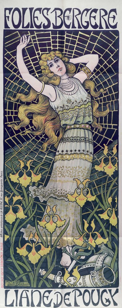 Poster advertising Liane de Pougy at the Folies-Bergere, Paris, end of 19th century by Paul Berthon