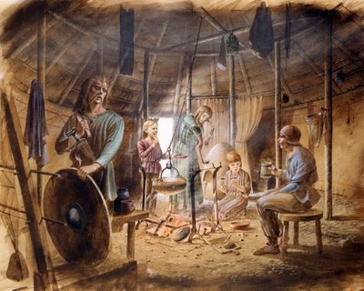 Inside an Iron Age house, c5th century BC, c1990-2010 by Paul Birkbeck