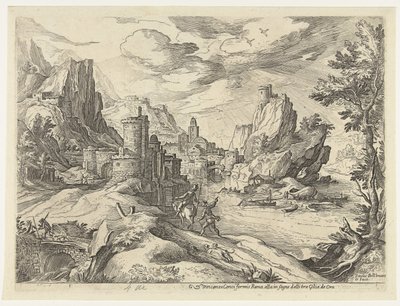 Rocky Coast in Campania with City and Travelers by Paul Bril