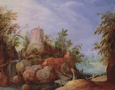Fantastic Landscape with a Waterfall and Bridge by Paul Bril