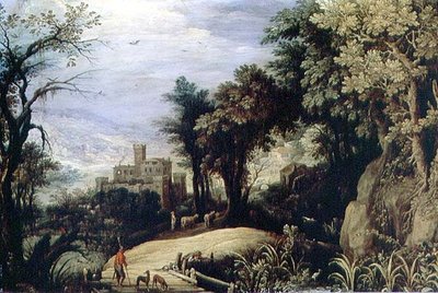 Landscape with Huntsmen by Paul Brill or Bril