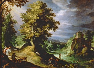 Landscape with a Deer Hunt by Paul Bril