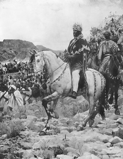 Menelik II at the battle of Adowa, 1897 by Paul Buffet