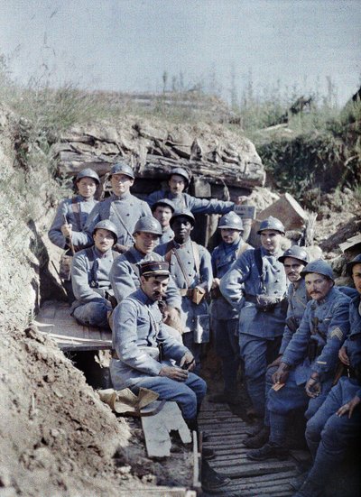 A group of French soldiers in a trench on the front line, Hirtzbach, Department Haut-Rhin, Alsace, France, June 16, 1917 by Paul Castelnau