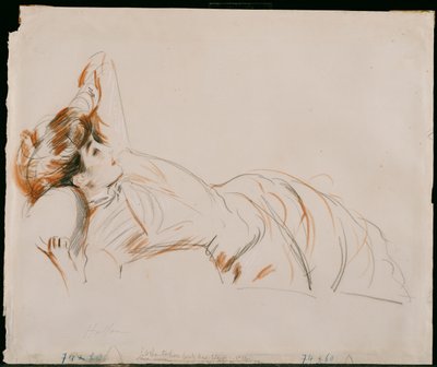 An Elegant Lady Reclining by Paul Cesar Helleu