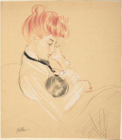 Madame Helleu Cradling Paulette in Her Arms by Paul Cesar Helleu