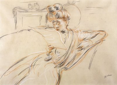 Madame Helleu Reading by Paul Cesar Helleu
