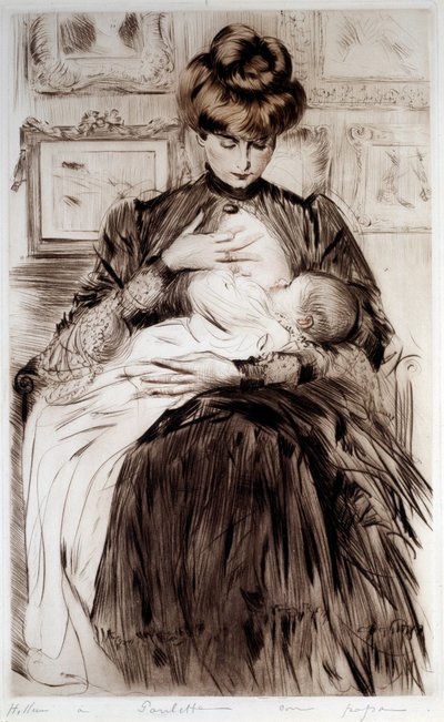 Maternity. Drawing by Paul Helleu (1859-1927), 20th century. Bayonne, Musee Bonnat by Paul Cesar Helleu