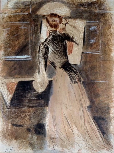 Full-Length Portrait of Madeleine Carlier. Paul Helleu, 20th Century. Bayonne, Musee Bonnat by Paul Cesar Helleu