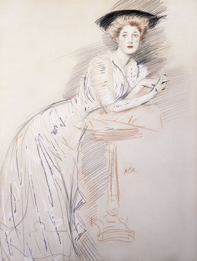 Portrait of Miss Taylor Leaning on a Table by Paul Cesar Helleu