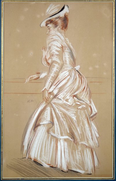 Portrait of a woman in white by Paul Cesar Helleu