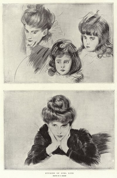 Studies of Girl Life by Paul Cesar Helleu