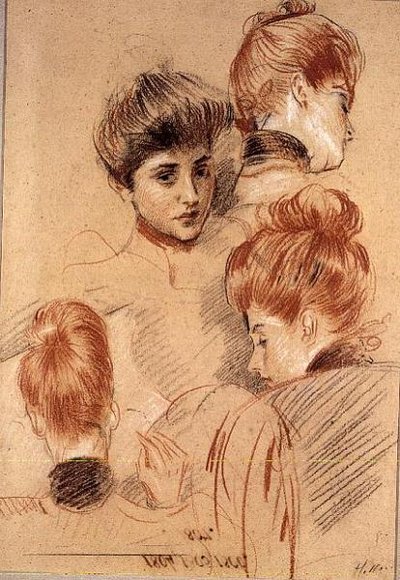 Studies of Mme. Helleu and Mme. Clarighy by Paul Cesar Helleu