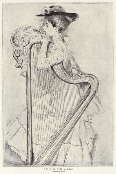 The Girl with a Harp by Paul Cesar Helleu