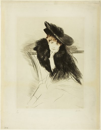 Woman Seated Leaning Forward, Chin Cupped in Left Hand by Paul Cesar Helleu