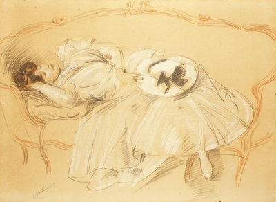 Young Woman on the Sofa by Paul Cesar Helleu