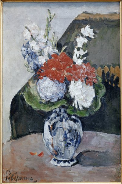 Bouquet in a Vase of Delft by Paul Cézanne