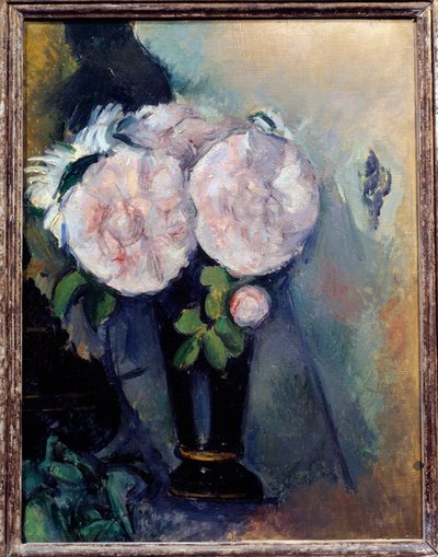 Flowers in a Blue Vase by Paul Cézanne