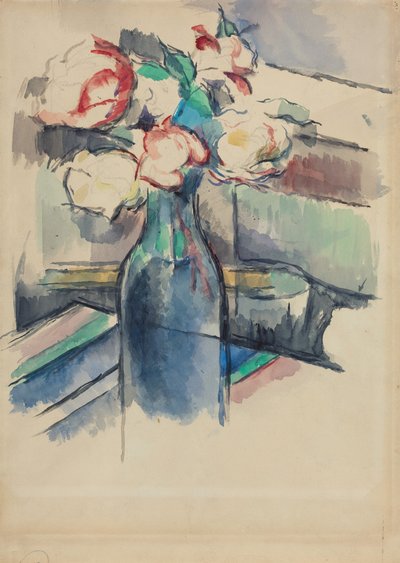 Roses in a Bottle [recto] by Paul Cézanne