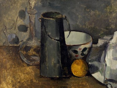 Still Life with Carafe, Milk Can, Bowl, and Orange by Paul Cézanne