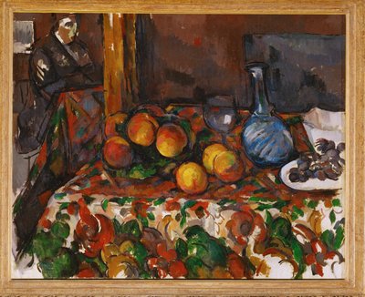 Still Life with Peaches, Carafe and Figure by Paul Cezanne