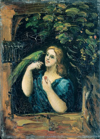 Woman with a Parrot by Paul Cézanne