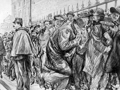 Queue Outside the Palais de Justice During the Trial of Marguerite Steinheil, Paris, France, 1909 by Paul Charles Renouard