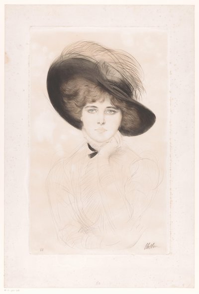 Portrait of an Unknown Woman with Hat by Paul César Helleu (signed by artist)