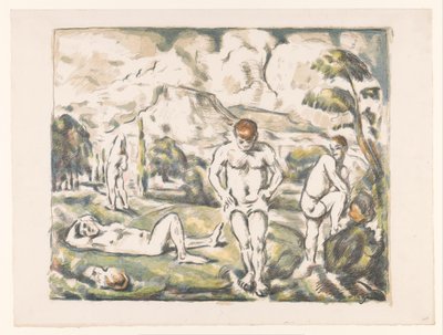 Bathing Men in a Hilly Landscape by Paul Cézanne