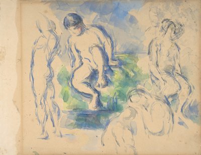 Bathers (recto), Still Life (verso) by Paul Cézanne