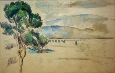 The Valley of the Arc with Viaduct and a Pine by Paul Cézanne