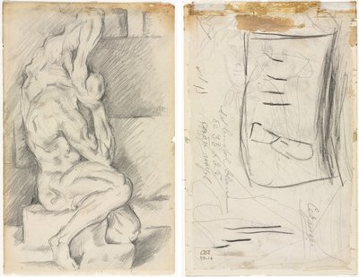 Sketch of Anatomical Sculpture (recto) Sketch of Madame Cézanne (verso) by Paul Cézanne