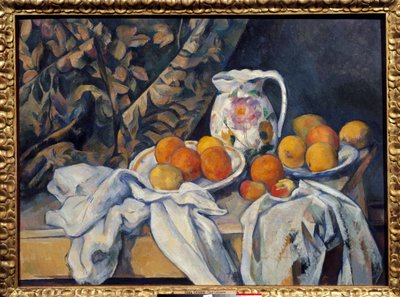 Still Life on the Curtain by Paul Cézanne