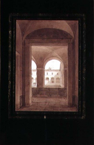 View of a Cloister with a Fountain by Paul Emile Detouche