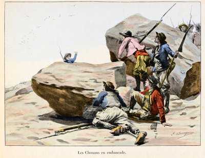 Chouannerie: The Chouans in Ambush, Late 18th Century - Illustration by Emile Boutigny (1853-1929) in 