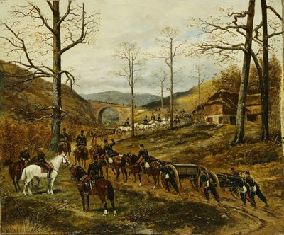 Artillery Moving Through a Valley, Rezonville by Paul Emile Leon Perboyre