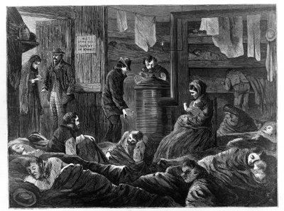 Underground Lodgings for the Poor, Greenwich Street, New York, from Harpers Weekly, 1869 by Paul Frenzeny