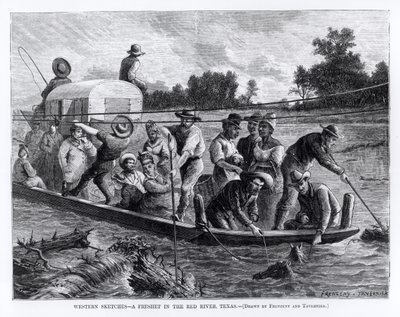 Western Sketches, a Freshet in the Red River, Texas, Illustration from 