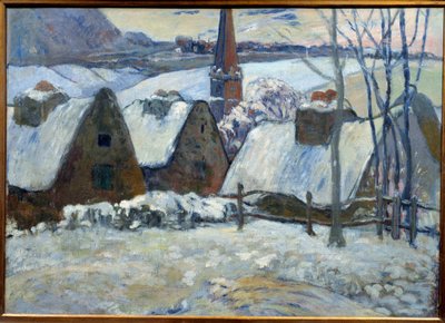 Breton Village Under Snow in 1894 by Paul Gauguin