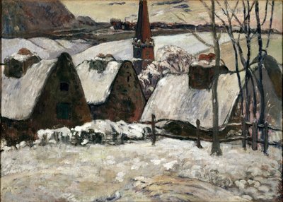 Breton village under the snow by Paul Gauguin